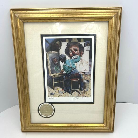 Emmett Kelly Clown Circus Collection Framed Lithograph Signed Art Print 13"x17" - Picture 1 of 12